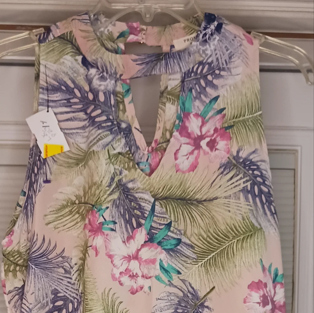Promesa Green/Pink Tank Top Size Large - Picture 3 of 4